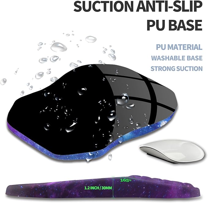 Gleamtide Ergonomic Raised Mouse Pad Wrist Support with Bilateral Slope Memory Foam Mousepad for Wrist Rest and Carpal Tunnel Pain Relief 11.8x7.9〃Galaxy