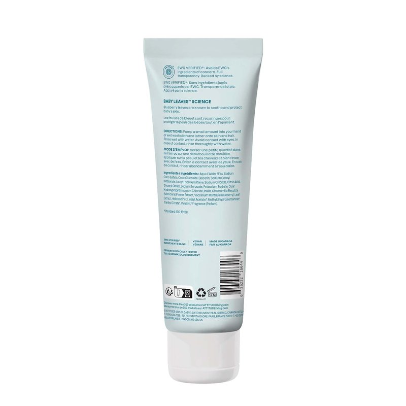 ATTITUDE Baby 2-in-1 Shampoo & Body Wash - EWG Verified, Vegan, Goodnight Scent | 8 Fl Oz