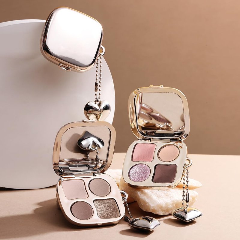 Mini Neutral Nude Cool-Toned Eyeshadow Palette with Mirror – Matte&Shimmer High-Pigment,Blendable Long-Lasting Waterproof Mini Smokey Eye&Contour Palette for Natural Makeup, Paleta de Sombras de Ojos