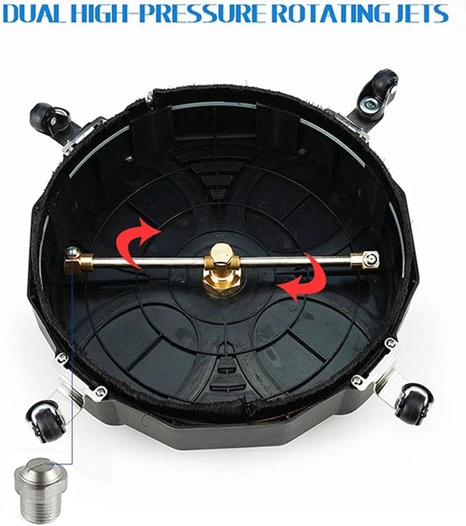 Pressure Washer Driveway Cleaner Attachment, Wheeled Rotary Surface Cleaner, Heavy Duty Flat Surface Cleaner