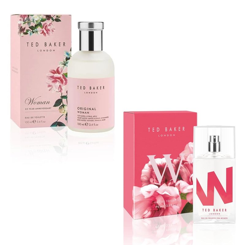 Ted Baker W & Woman Pink EDT Bundle. Womenâs Perfume Duo, Floral Green & Fruity Floral Fragrance Set, Long-Lasting Designer Perfume Gift For Women 75ml & 100ml / 2.54 fl oz & 3.38 fl oz
