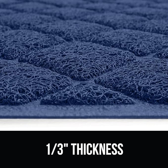 GORILLA GRIP Cat Litter Box Mat, Water Resistant, US Designed Kitty Litter Trapping Mats, Easy to Clean, Scatter Control, Less Mess and Clean Floors, Kitten Supplies for Indoor Cats, 24x17 Navy Blue
