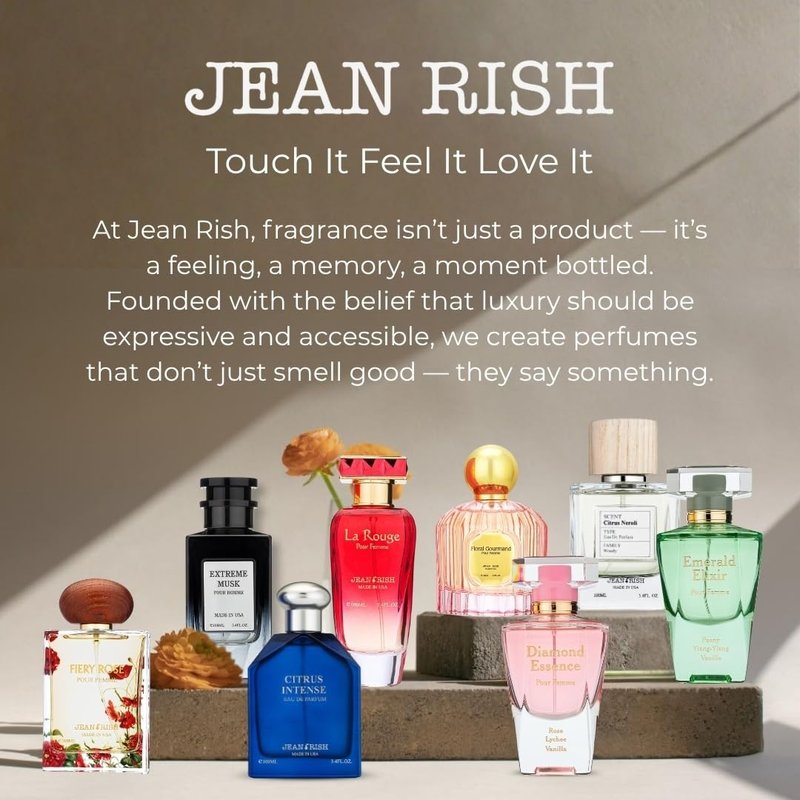 Jean Rish Aromatic Citrus Perfume for Men Eau De Parfum, Long-Lasting Luxury Fragrance, Made In USA - Lemon, Lavender, Vanilla, Amber Scent - 100ml / 3.4 oz