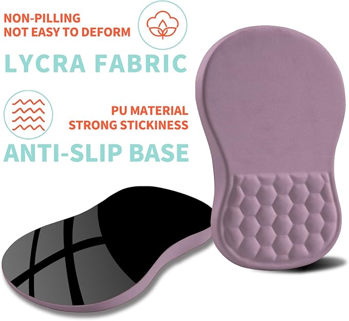 Kuosgm Ergonomic Mouse Pad Wrist Support with Memory Foam Massage Bulge, Carpal Tunnel Pain Relief Mousepad Wrist Rest for Mouse(12x8 inch, Purple)