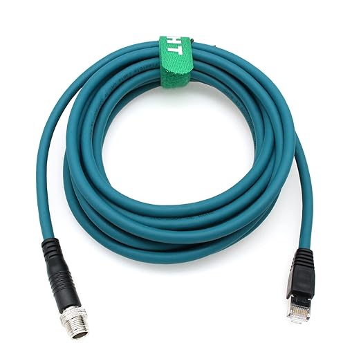 HangTon Ethernet Cable 8 Pin X-Coded M12 RJ45 for Keyence IV3 Baumer Datalogic Basler Cognex is 2000 9000 8000 DM 260 Vision Camera Sensor Reader 15M