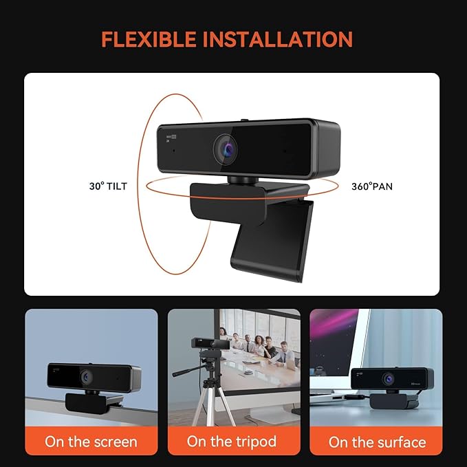 NUROUM V11 2K Webcam for PC, 1080P 60FPS USB Web Camera with Microphone, 1440P@30fps, 90° Wide-Angle, Privacy Cover, Plug&Play for Mac/Laptop/Desktop/Computer, for Zoom/Teams/Google Meet