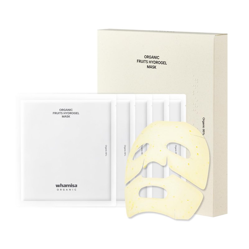 Whamisa Organic Fruits Hydrogel Facial Sheet Mask â Yuja, Hydration, Deep Moisture, Skin Care, Skin Elasticity, Blemish-Prone Skin Care, Pore Care, Fermentation, Korean Skin Care (5 PCS/Pack)