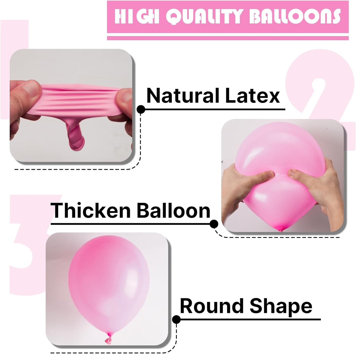 PartyWoo Pink Balloons - 100pcs Matte Pink Balloon Arch Kit for Baby Showers & Parties | Various Sizes 5-36 Inch