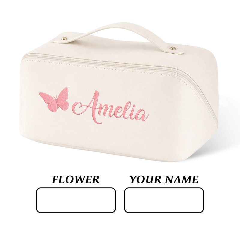 Dyoart Custom Embroidered Name Travel Makeup Bag Gifts for Mothers Day Personalized Large Capacity Cosmetic Bags for Women Customized Toiletry Bag Christmas Birthday Gifts for Girlfriend Wife