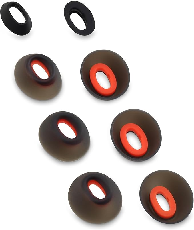 NANLANFAN Replacement Silicone Ear Tips for JBL Tune Flex Wireless Earbuds, 8 Pairs (Black, XS/S/M/L)