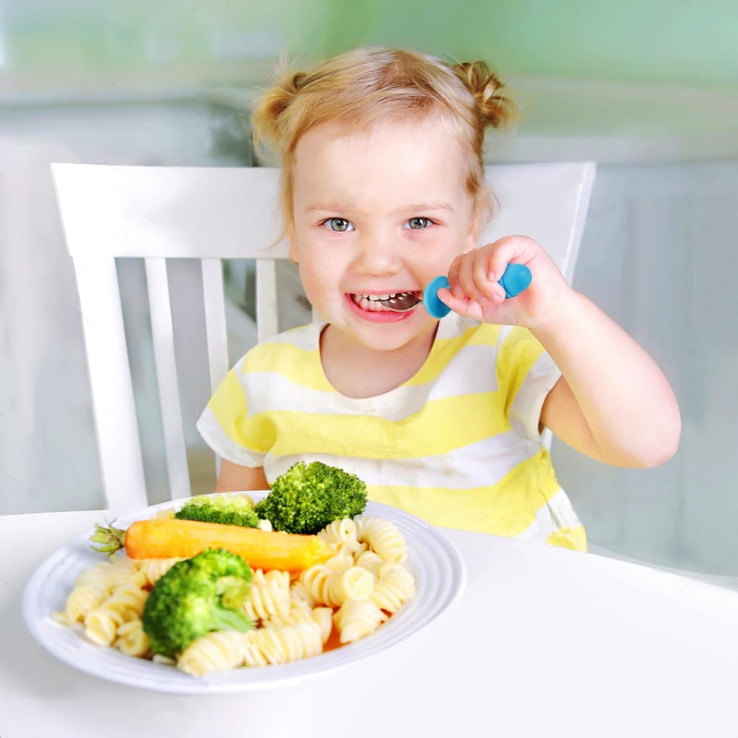 PandaEar Baby Toddler Utensils Set - BPA-Free Silicone & Stainless Steel Forks and Spoons