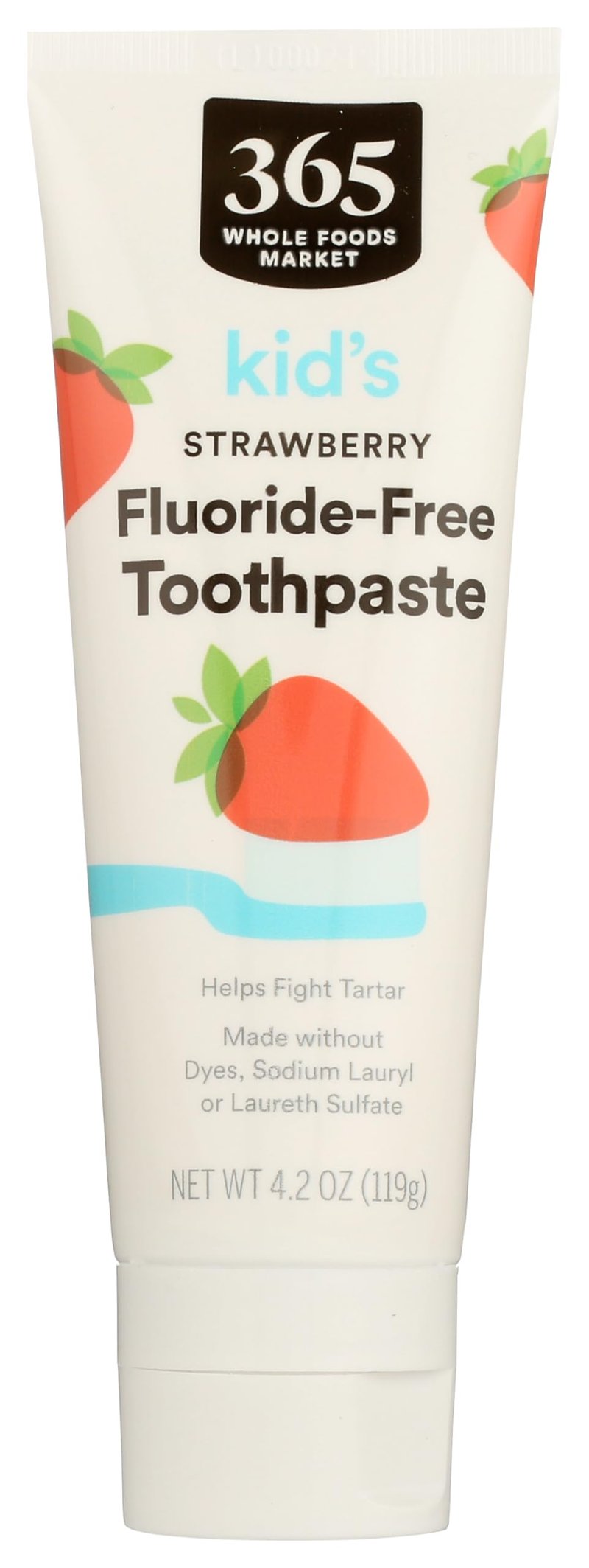 365 by Whole Foods Market, Kid's Fluoride-Free Toothpaste, Strawberry, 4.2 Ounce