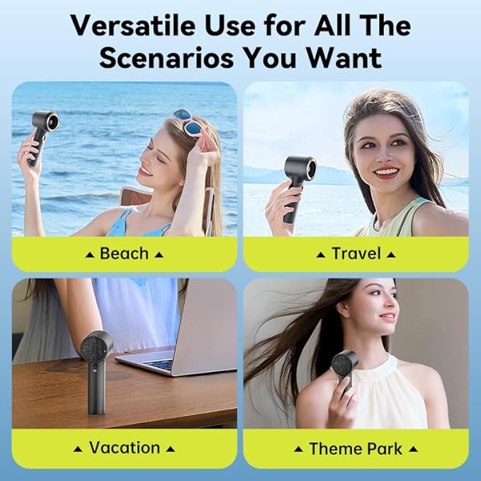 MUXNW Portable Fan For Travel Mini: Small Pocket Handheld Personal Rechargeable Battery Operated USB High Speed Keeping Cool In Hot Weather Summer Beach For Women (gray)