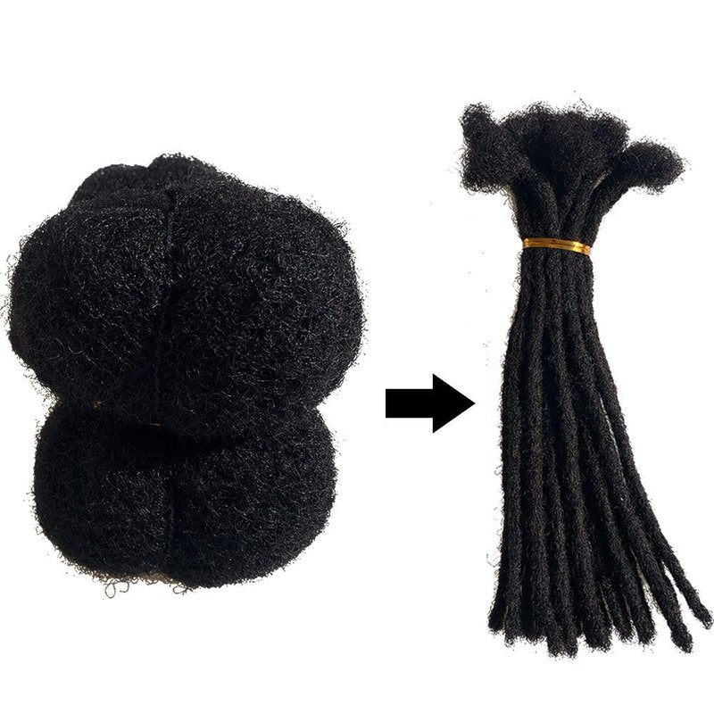 Afro Kinky Human Hair for Dreadlocks - 2 Bundles Natural Black #1B | 8 Inch Length