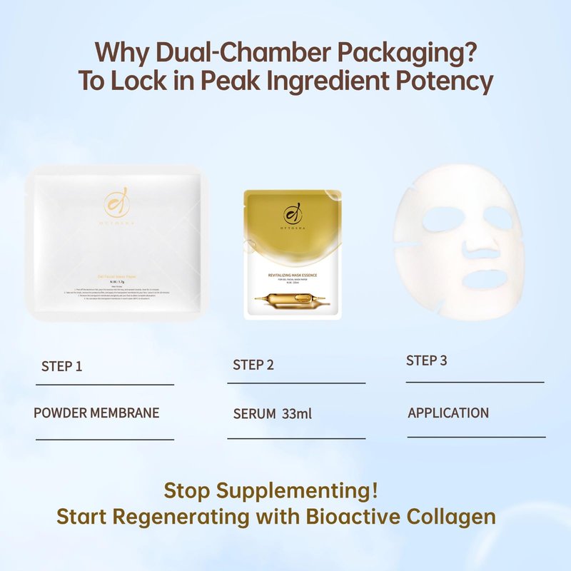 OTTOSHA Bioactive Collagen Face Mask,Separated Serum Gel 33ml And Powder Membrane, Real Deap Skin Care Beauty SPA,Hydrating,Repairing,Revitalizing, Anti-Aging (5 pair)