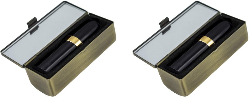 Stephanie Imports Set of 2 Rectangular Vintage Lipstick Cases With Glass Mirror (Leopard Print)