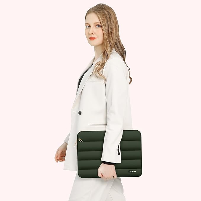 MOSISO Laptop Case 13.3 inch,13-13.3 inch Puffy Laptop Sleeve Compatible with MacBook Neo/Air 13.6 M5 M4 M3 M2 M1/Pro 13/14,HP Dell ASUS Lenovo,Polyester Horizontal Bag with Small Case, Army Green