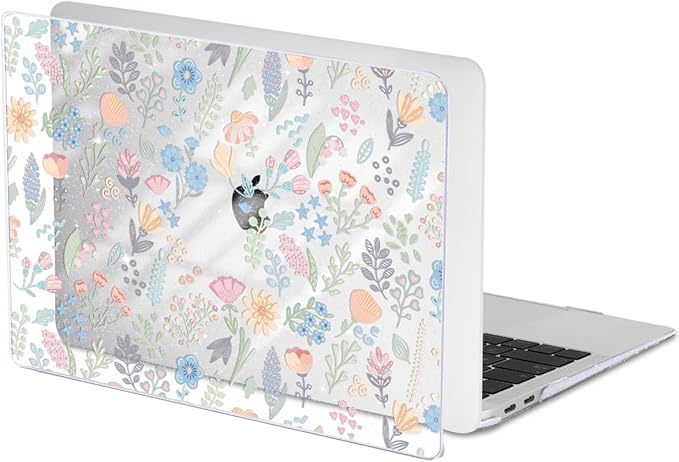 LCMOCICO for MacBook Air 13 inch Case 2021 2020 2019 2018 Model M1 A2337 A2179 A1932 with Retina Display & Touch ID, Shiny Pattern Plastic Hard Shell Case Keyboard Skin Cover, Starry Sky Flowers