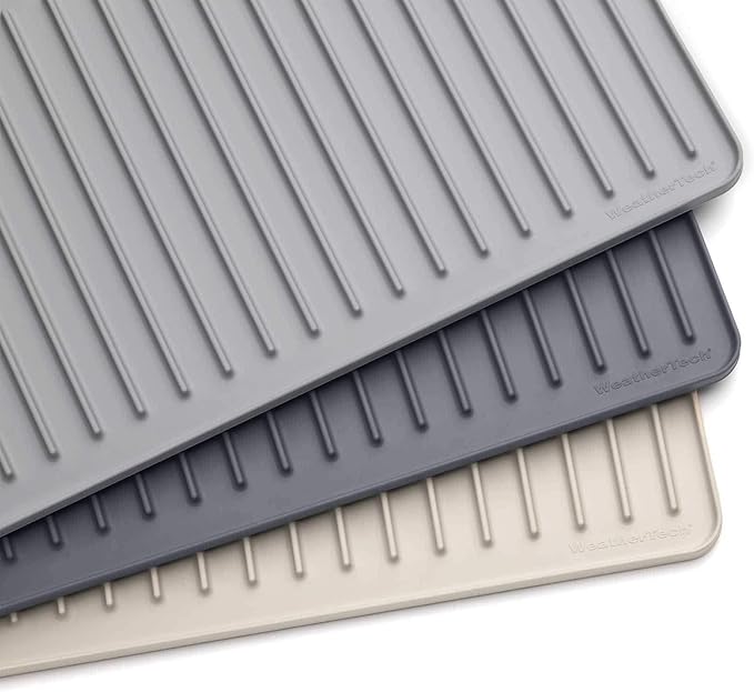 WeatherTech DishMat Contain - 16" x 18" Drip Dry Hand-Washed Dish Drying Mat, Sand