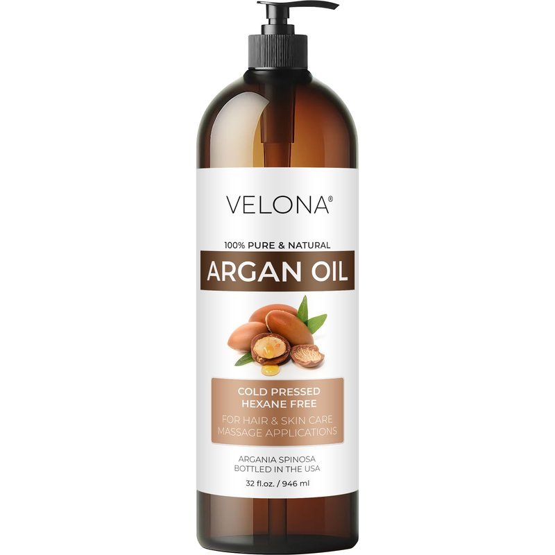 velona Argan Oil - 32 Fl Oz | 100% Pure and Natural | Morocco Oil | Skin, Body and Face Care | Nails Protector | Unrefined, Cold Pressed | Cap Kit