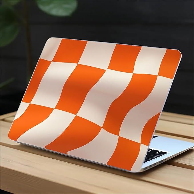 COTAIL Compatible with MacBook Air 13.3 13.6 Inch Case 2022 2021 2020 2019 Plastic Hard Shell Case Cover,13.3 Pro(A1706/A1708/A1989/A2159/A2289/A2338), Orange and White Checkered Flag