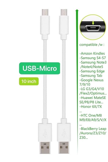 JuSoFU 10-Pack Multi Short USB Cables & TypeC-C Cables for Charging Stations Compatible/w iPhone17,16,15, iPhone5-14/ iPads/iPad mini/iPad Pros/Samsung Moblies & Tablets/Pixel & Nexus/HTC/Sony(White)