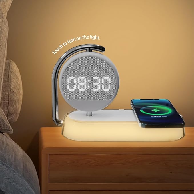 OTXKOO 3 in1 mutifunction Mobile Wireless Charger with Digital Clocks and Night Lights fit for All Series Mobile That Support Wireless
