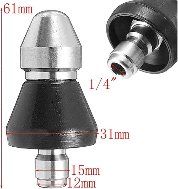 Sewer Cleaning Tool High Pressure Turbo Washer Nozzle Gutter Cleaning Tool Massage Clogged Pipes Opens Clogging Of Sewage Pipes(1 Front 6 Rear)