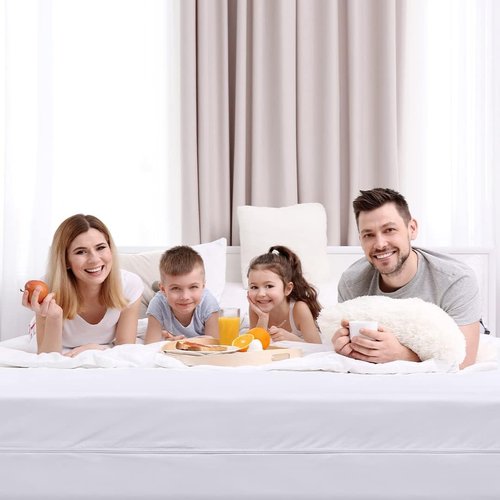 King Size Mattress Protector Waterproof 4 Pack, Premium 200 GSM Terry Mattress Cover, Soft & Breathable Bed Cover, Fitted Sheet Style Stretchable Deep Pockets 17" by Utopia Bedding (White)