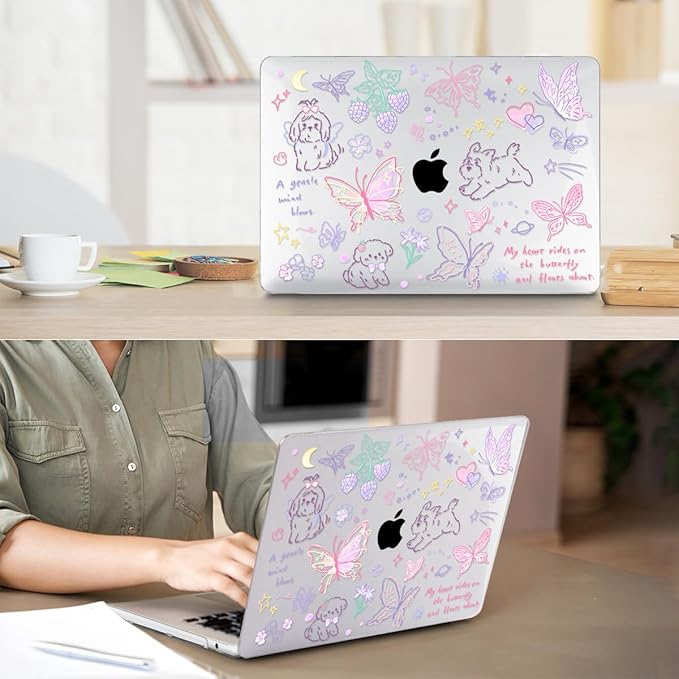 HOHAIYOO for 2026 2025 2024-2022 MacBook Air 13 inch Case M5 A3449 M4 A3240 M3 A3113 M2 A2681 with Touch ID& 13.6" Liquid Retina Display, Hard Shell&Keyboard Cover&Screen Film&Webcam Cover, Cute Puppy