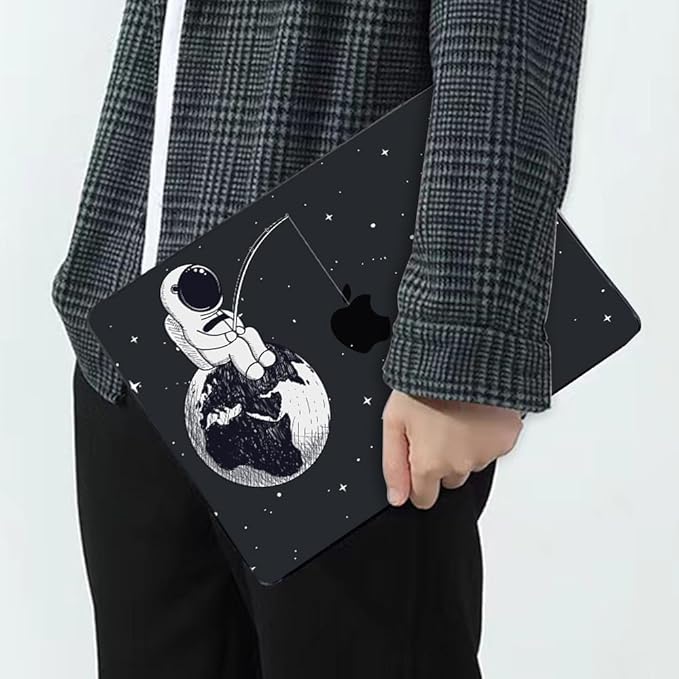 LCMOCICO Compatible with MacBook Pro 13 inch Case 2022 2021-2016 A2338 M2/M1 Chip A2251 A2289 A2159 A1989 A1706, Pattern Plastic Hard Shell Keyboard Cover Screen Film Webcam Cover, Astronaut Earth