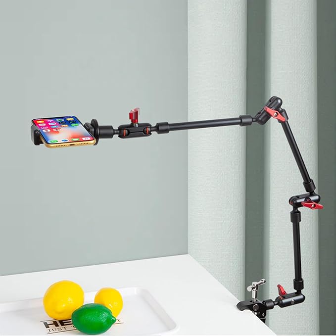 GOINWAVE Magic Arm Camera Mount, 32" Aluminum Articulating Arm with Desk Clamp & Standard 1/4" Screw, Heavy Duty Overhead Phone Mount for Video Recording, Live Streaming, Vlogging