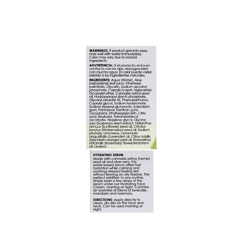 Botanics Simply Calm Hydrating Serum with Cannabis Sativa Seed Oil for Stressed Skin, 1 Oz