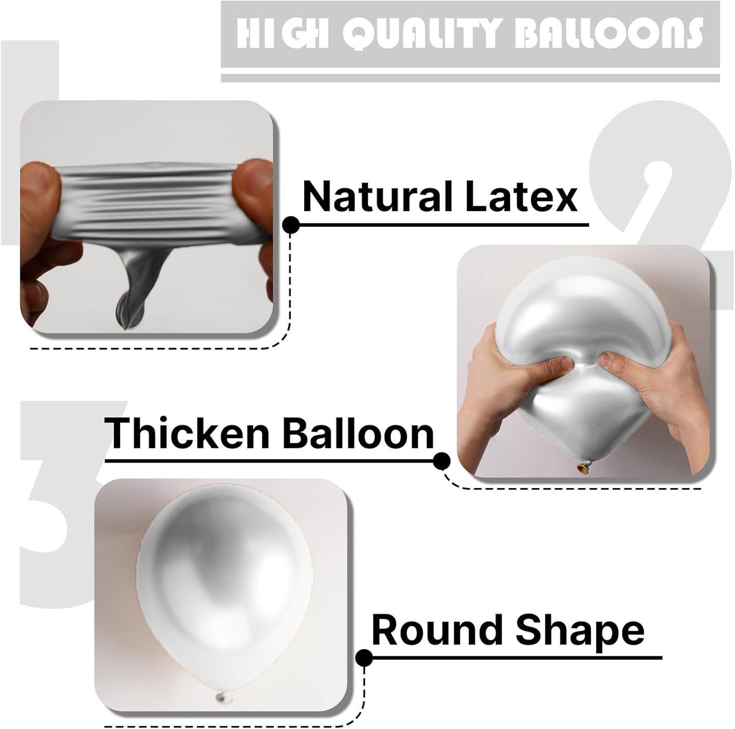 PartyWoo Silver Balloon Arch Kit - 155 Pcs in Various Sizes for Birthday & Wedding Decor | Silver-G102