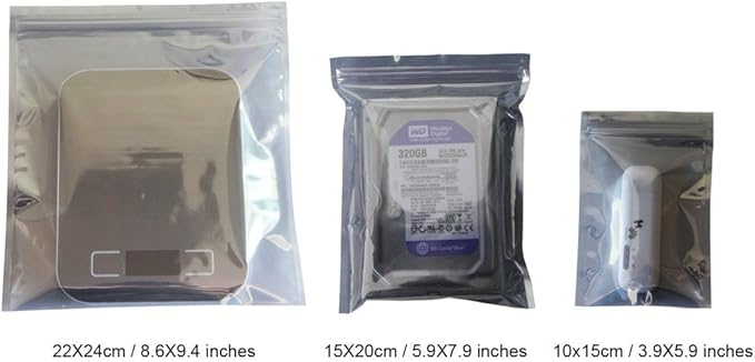 YiwerDer 50Pcs Antistatic Resealable Bag 15X20cm/5.9X7.9inch, Premium Anti Static Bag for SSD HDD and Other Electronic Devices