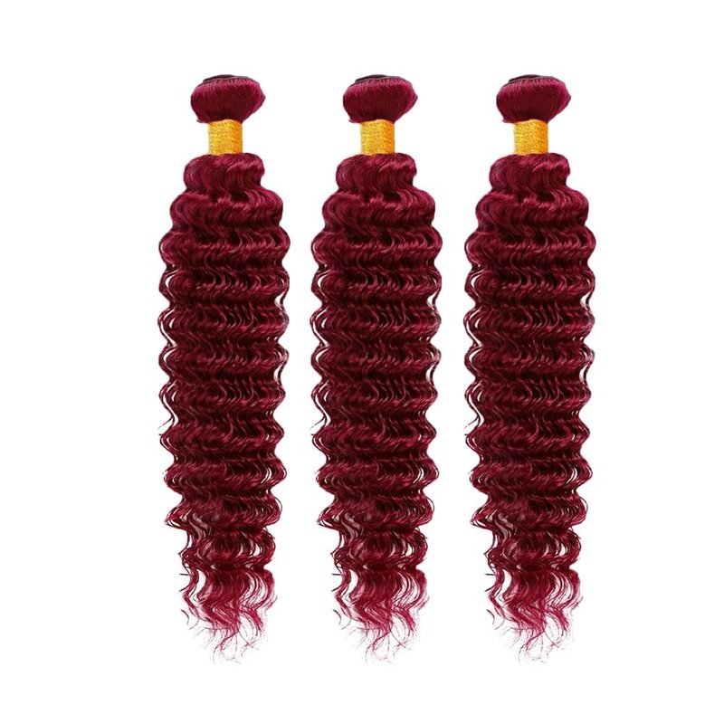 Burgundy 99J Human Hair Bundles - Deep Wave 10, 12, 14 Inch | Raw Unprocessed Virgin Hair for Black Women