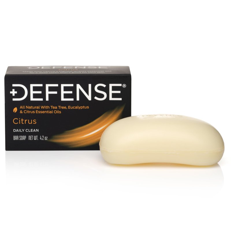 Defense Soap Citrus Bar â All Natural Tea Tree, Eucalyptus & Citrus Essential Oils â Post Workout Hygiene for Athletes, Sports & Active Lifestyles â Washes Away Sweat & Body Odor â 4.2 oz