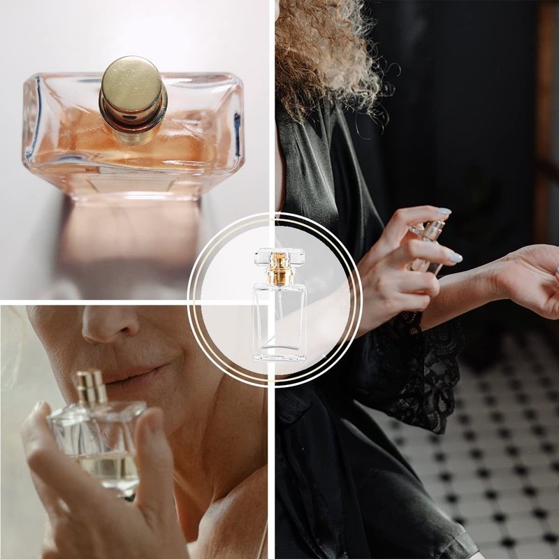Rixoxo Empty Refillable Perfume Spray Atomizer - 8 PCS 30ml Glass Clear Travel Container - Fine Mist Pump Dispenser (Square)