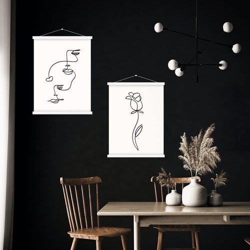 Benjia Magnetic Light Wood Poster Frame - 36x24, 36x48, 36x12 for Photos & Artwork | White