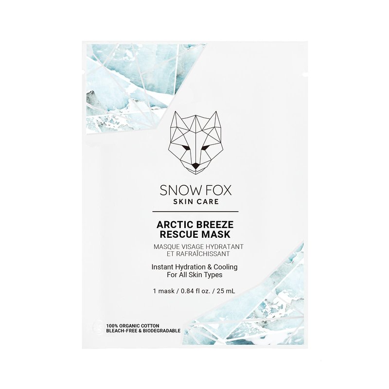 Snow Fox Arctic Breeze Rescue Sheet Mask with Peppermint & Aloe Vera – Cooling Face Mask to Calm & Revitalize Skin and Refresh after Travel – Hydrating Facial Skin Care for all Types – 5 Pack