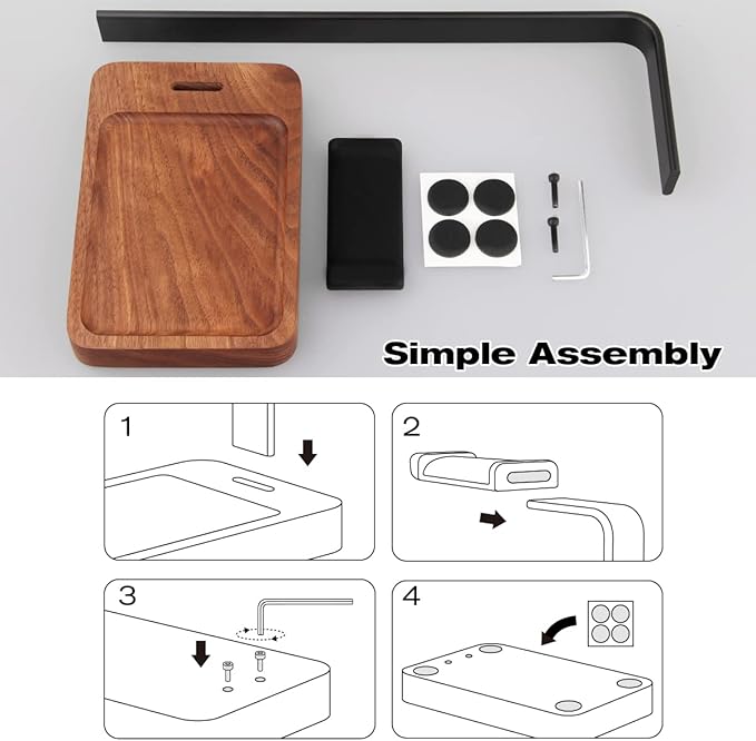 PHERKORM Walnut Wood & Aluminum Headset Holder, Desktop Headphone Stand, Universal headphone holder for most music gaming headsets - Black Walnut