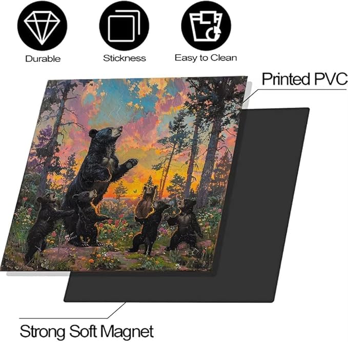 Dishwasher Magnet Cover, Forest Black Bear Family Magnetic Dishwasher Sticker for Kitchen Decoration 23x17in Fridge Panel Vinyl Decal Farmhouse Refrigerator Cover