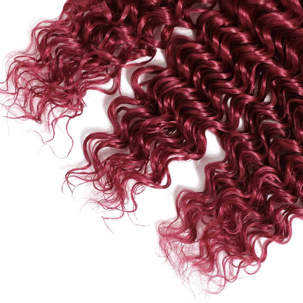 Red Bundles Human Hair Color Burgundy Deep Wave Bundles Brazilian Unprocessed Virgin Hair 10 12 14 Inch For Women