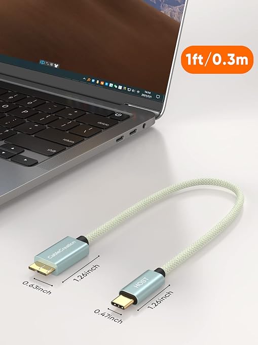 CableCreation USB C to Micro B Short Cable 1FT, 10G Micro B to USB C 3.1 External Hard Drive Cable for iPhone 15/16/17,Samsung Galaxy S24,Seagate WD Westgate My Passport,MacBook Pro/Air, iPad/Tablet