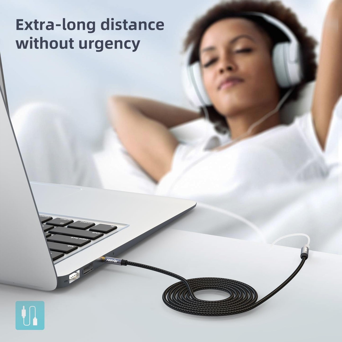FONVOi15FT 3.5mm Aux Jack Audio Extension Cable,Male to Female,TRS Headphone Extension Cable Compatible with Heaphone, MP3 Players iPhone iPad Tablets Media Player