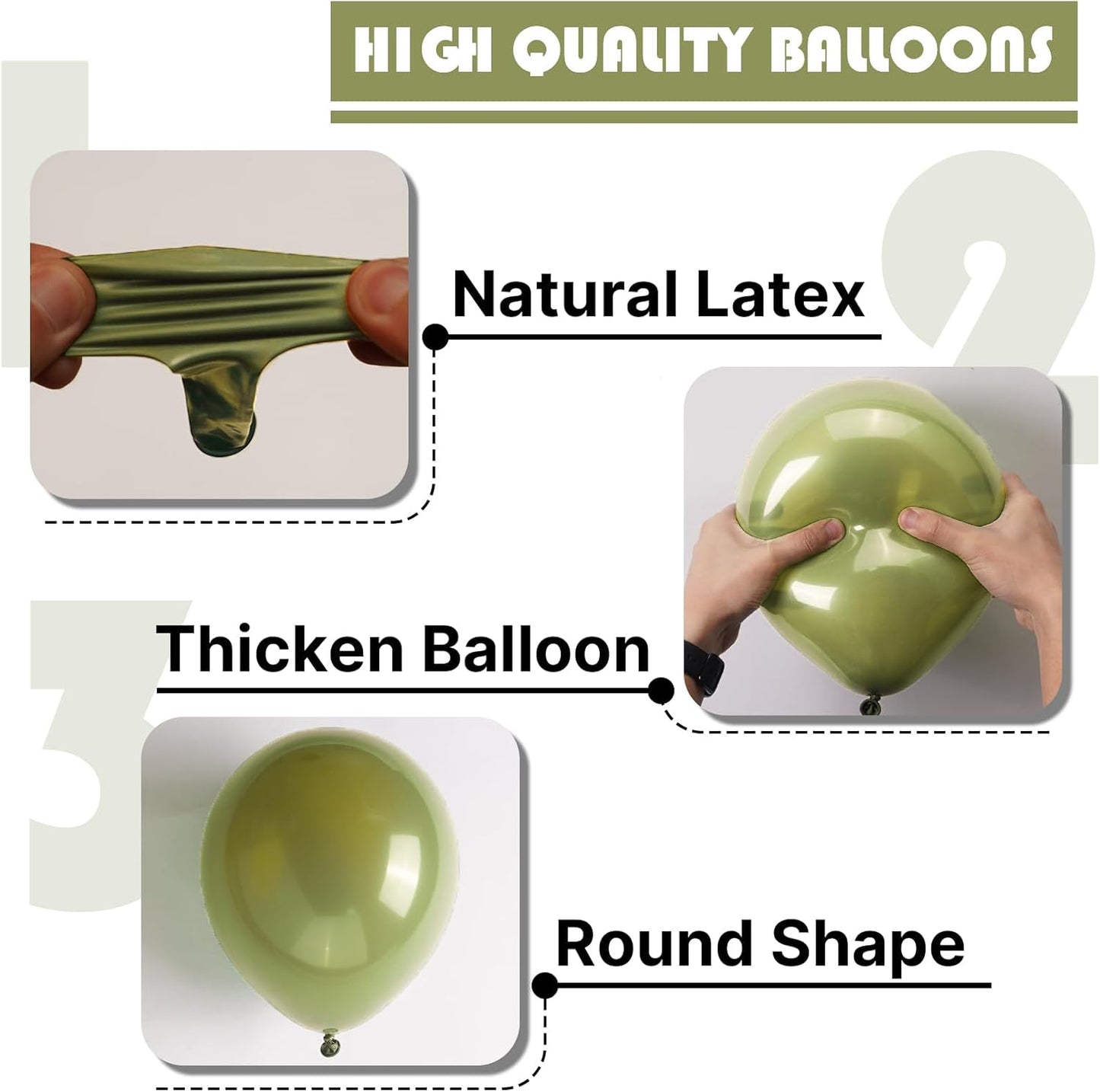 PartyWoo Sage Green Balloons - 140-Piece Latex Balloon Arch Kit for Weddings & Birthdays | Olive Boho Decor