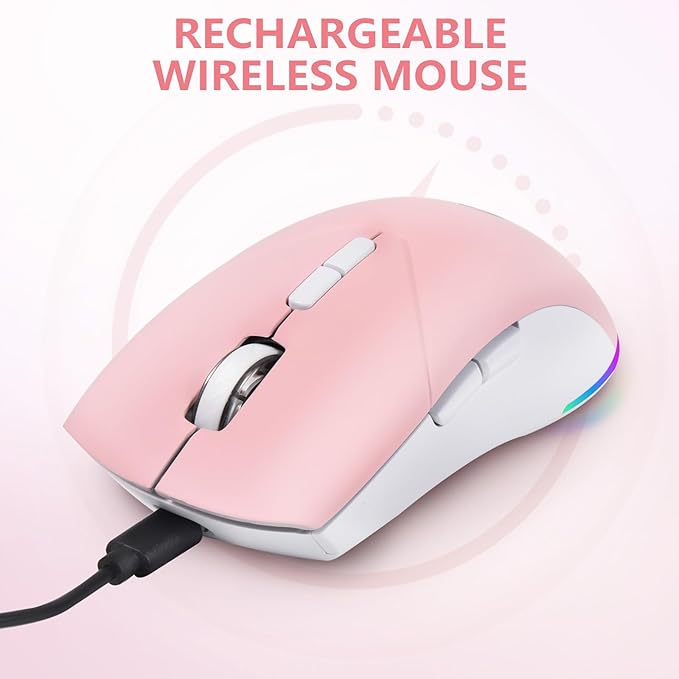 Wireless Bluetooth Mouse, Rechargeable Mouse, LED Silent Dual Mode(Bluetooth 5.2 and 2.4G) Wireless Mouse for Laptop, PC, Mac,ipad,Wide Compatibility– RGB, Ergonomic, Portable,3-Level 1600 DPI.