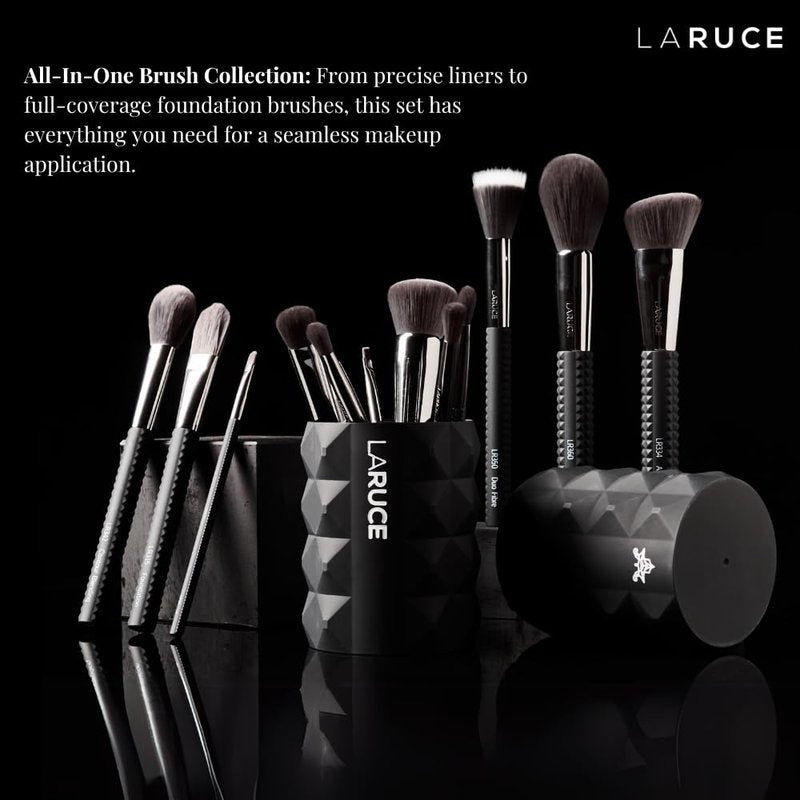 LARUCE 5PC Professional Vegan Eye Makeup Brush Set | Apply Foundation, Blend, Define, Shade, Highlight & More