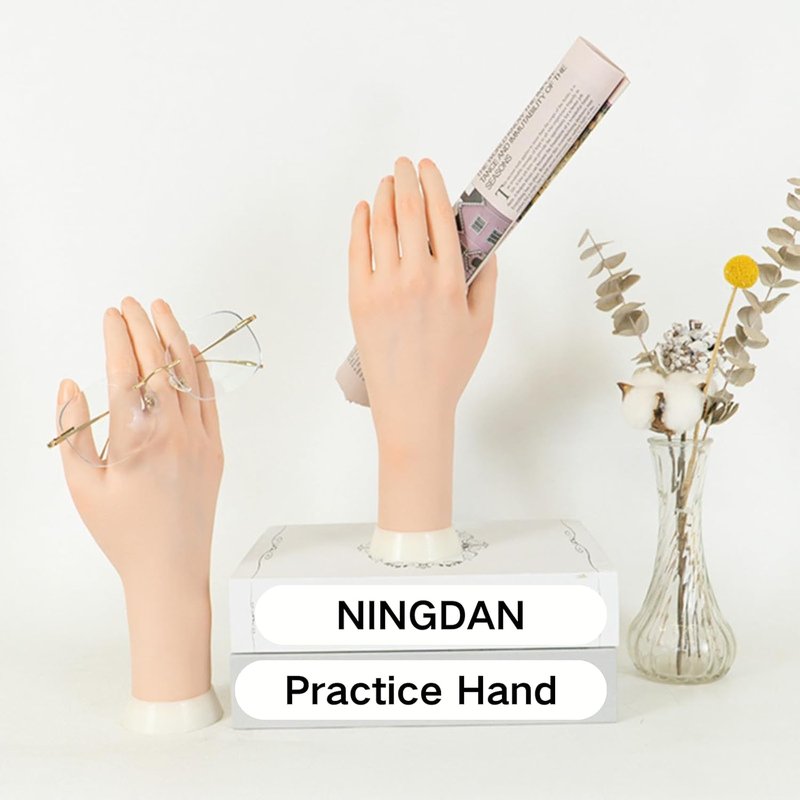 Realistic Nail Practice Hand - Flexible & Bendable Training Tool for Nail Art | Includes Holder & Display Stand
