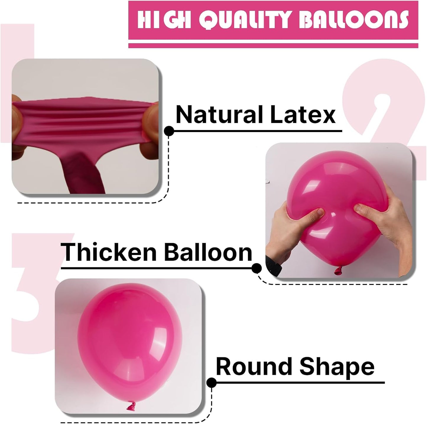 PartyWoo Hot Pink Balloons - 128-Piece Magenta Balloon Arch Kit for Weddings & Birthdays | Various Sizes 5-18 Inch